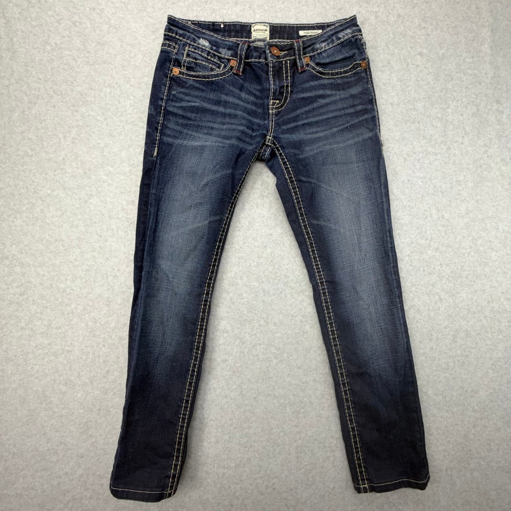 Anoname Paris Skinny Jeans Womens 27 Dark Wash Thick‎ Contrast Stitch Low Rise